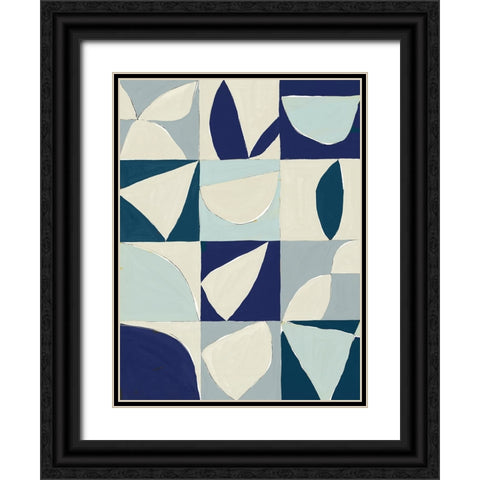 Yellow Mayan II Blue Version Black Ornate Wood Framed Art Print with Double Matting by Isabelle Z