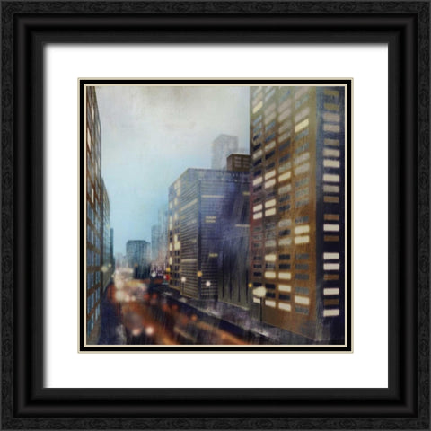 Twilight City Black Ornate Wood Framed Art Print with Double Matting by Fischer, David