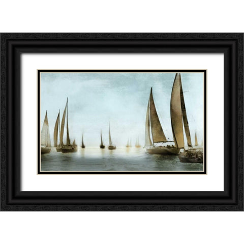 Golden Sails Black Ornate Wood Framed Art Print with Double Matting by Fontaine, Drako