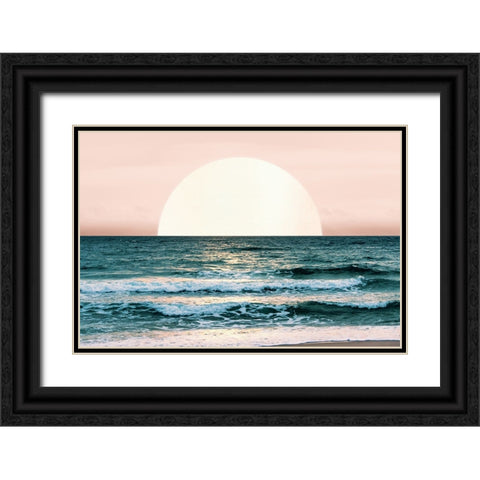 Summer Ocean Sunset Black Ornate Wood Framed Art Print with Double Matting by Nature Magick
