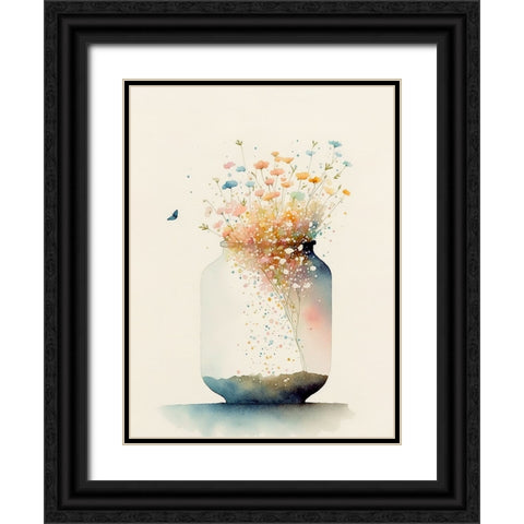 Jug of Wildflowers Black Ornate Wood Framed Art Print with Double Matting by Mclean, Leah