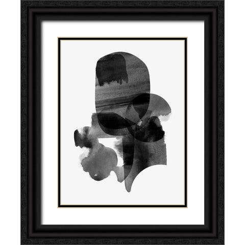 Shimmering Black I Black Ornate Wood Framed Art Print with Double Matting by Hogan, Aoibhne