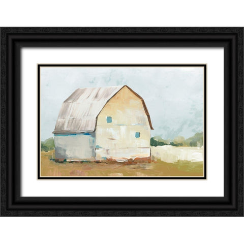 Yellow Barn II  Black Ornate Wood Framed Art Print with Double Matting by Ian C
