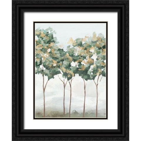Green and Gold Trees I Black Ornate Wood Framed Art Print with Double Matting by Ian C