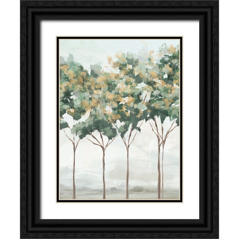 Green and Gold Trees II Black Ornate Wood Framed Art Print with Double Matting by Ian C