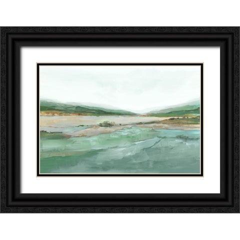 Lakeside Serenity Black Ornate Wood Framed Art Print with Double Matting by Ian C