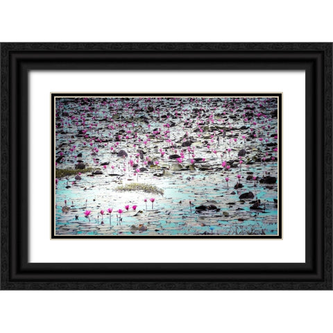 Flowers in the Creek Black Ornate Wood Framed Art Print with Double Matting by Valner, Jessica