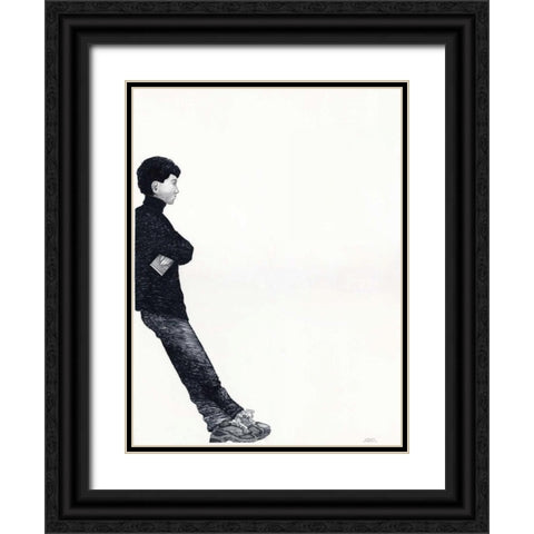 Waiting Black Ornate Wood Framed Art Print with Double Matting by JOEL