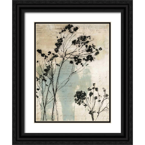 Inky Floral I Black Ornate Wood Framed Art Print with Double Matting by Jensen, Asia