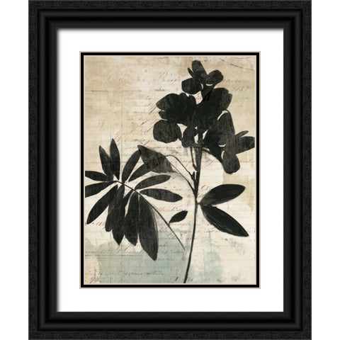 Inky Floral II Black Ornate Wood Framed Art Print with Double Matting by Jensen, Asia
