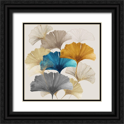 Golden Ginko II  Black Ornate Wood Framed Art Print with Double Matting by Jensen, Asia