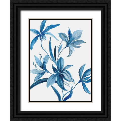 Blue Orchid II  Black Ornate Wood Framed Art Print with Double Matting by Jensen, Asia