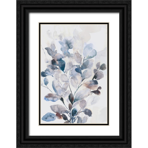 Blue Boho Leaves I Black Ornate Wood Framed Art Print with Double Matting by Jensen, Asia