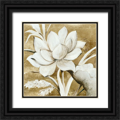 Gold Flower II Black Ornate Wood Framed Art Print with Double Matting by Jensen, Asia