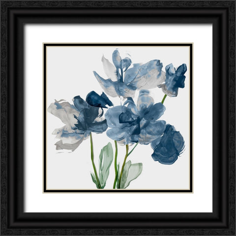 Blue Floral Radiance II Black Ornate Wood Framed Art Print with Double Matting by Jensen, Asia