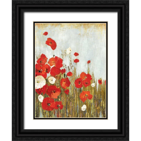Poppies in the Wind Black Ornate Wood Framed Art Print with Double Matting by Jensen, Asia