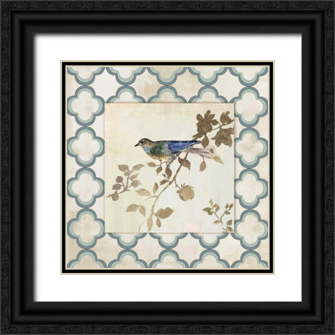 Audubon Tile III - Mini Black Ornate Wood Framed Art Print with Double Matting by Jensen, Asia