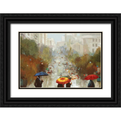 In the Rain Black Ornate Wood Framed Art Print with Double Matting by K., Ella