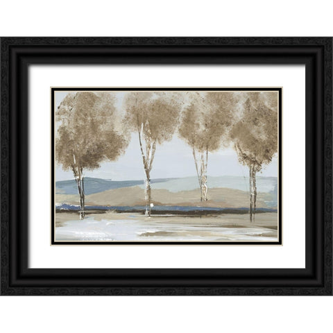 Golden Birch Tree Forest  Black Ornate Wood Framed Art Print with Double Matting by Lera
