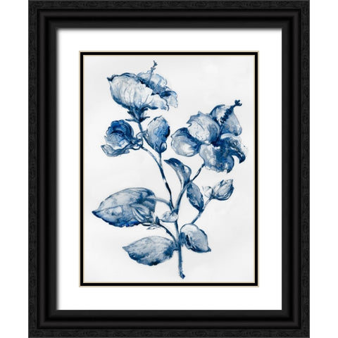 Blue Blooming  Black Ornate Wood Framed Art Print with Double Matting by Lera