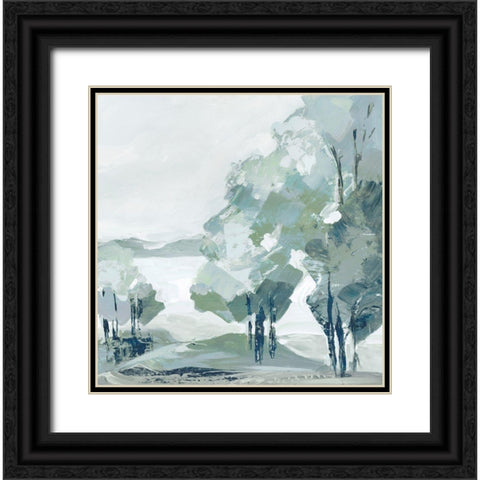 Blue Tree Forest II  Black Ornate Wood Framed Art Print with Double Matting by Lera