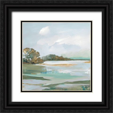 Serene Blue I  Black Ornate Wood Framed Art Print with Double Matting by Lera