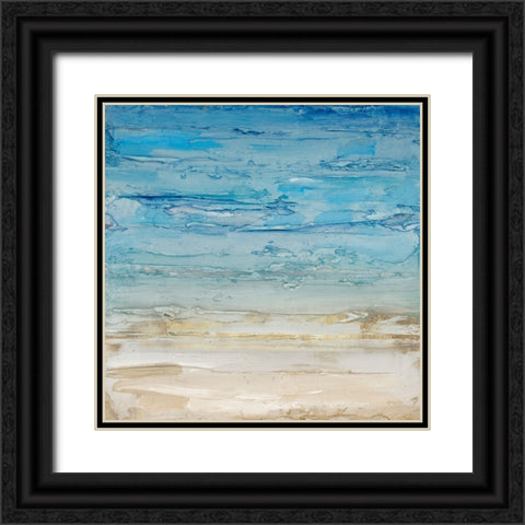 Blue Coastal Landscape II Black Ornate Wood Framed Art Print with Double Matting by Lera