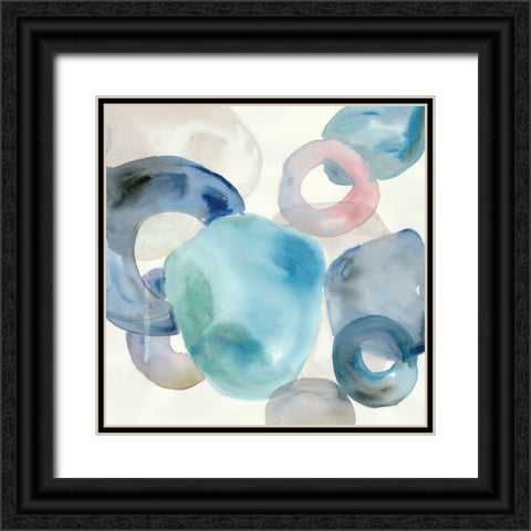 Blue Rings I Black Ornate Wood Framed Art Print with Double Matting by Lera