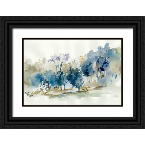 Standing Still Blue II Black Ornate Wood Framed Art Print with Double Matting by Lera