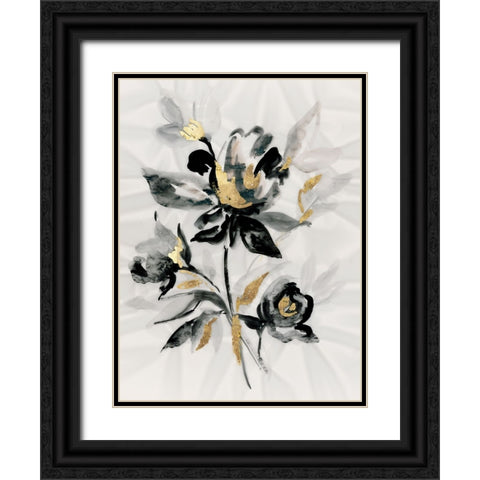 Glided Floral I Black Ornate Wood Framed Art Print with Double Matting by Lera