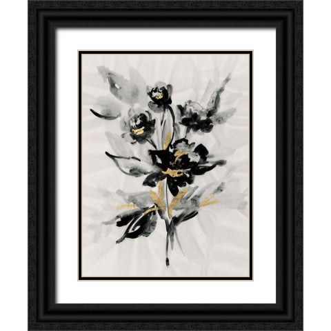 Glided Floral II Black Ornate Wood Framed Art Print with Double Matting by Lera