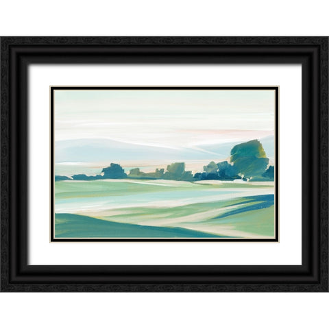 Green Serene  I Black Ornate Wood Framed Art Print with Double Matting by Lera