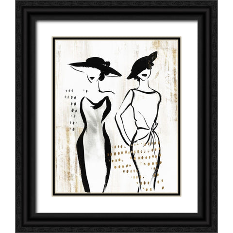 Fashion Figures II  Black Ornate Wood Framed Art Print with Double Matting by Lily K