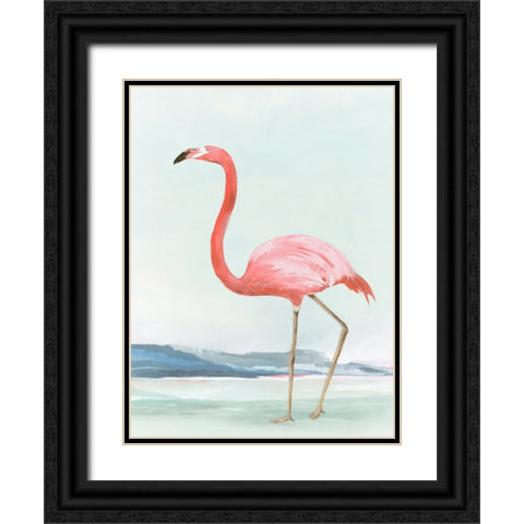 Summer Flamingo II Black Ornate Wood Framed Art Print with Double Matting by Lily K