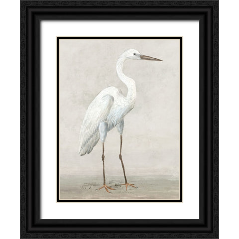 Vintage Heron I Black Ornate Wood Framed Art Print with Double Matting by Lily K