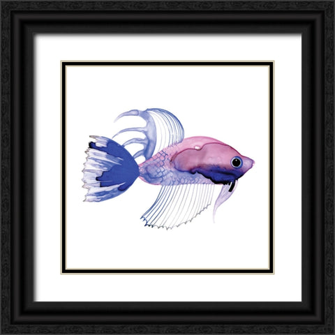 Purple Fish Black Ornate Wood Framed Art Print with Double Matting by Berg, Margaret