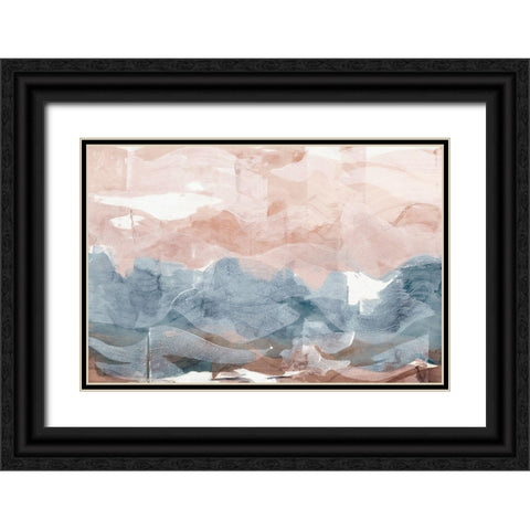 Blue and Pink Stroke  Black Ornate Wood Framed Art Print with Double Matting by Woods, Maya