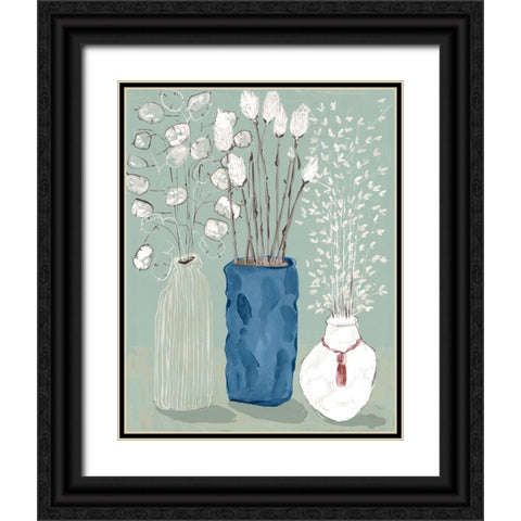 Floral Vases  Black Ornate Wood Framed Art Print with Double Matting by Woods, Maya