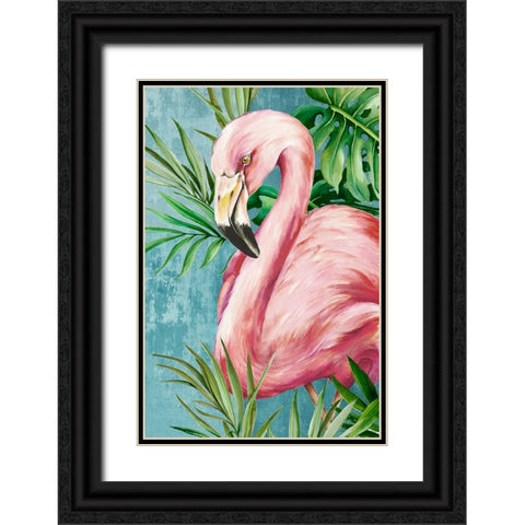 Flamingo in Hot Tropics Black Ornate Wood Framed Art Print with Double Matting by Jones, Eli