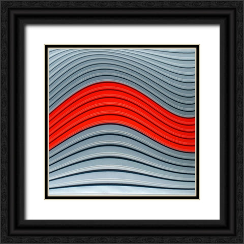 Vangindertael - Red Wave Black Ornate Wood Framed Art Print with Double Matting by Vangindertael