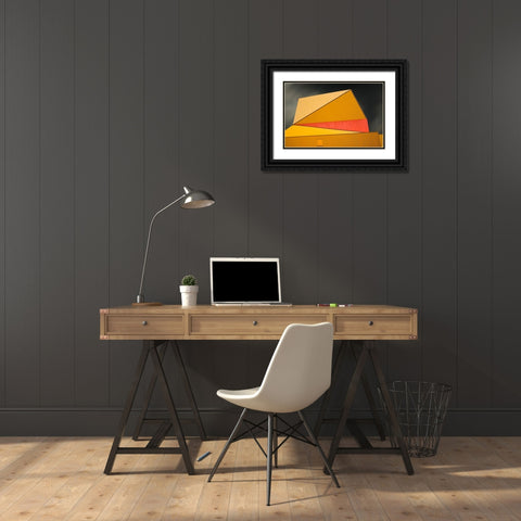 Claes - The Yellow Roof Black Ornate Wood Framed Art Print with Double Matting by Claes