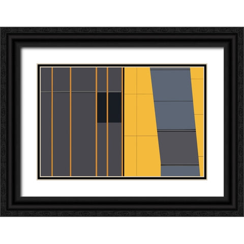 Niezen - Yellow in Abstract Black Ornate Wood Framed Art Print with Double Matting by Niezen