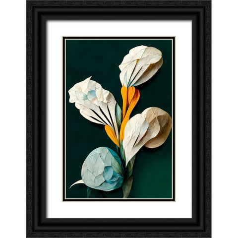Paper Object No1. Black Ornate Wood Framed Art Print with Double Matting by Miuus Studio