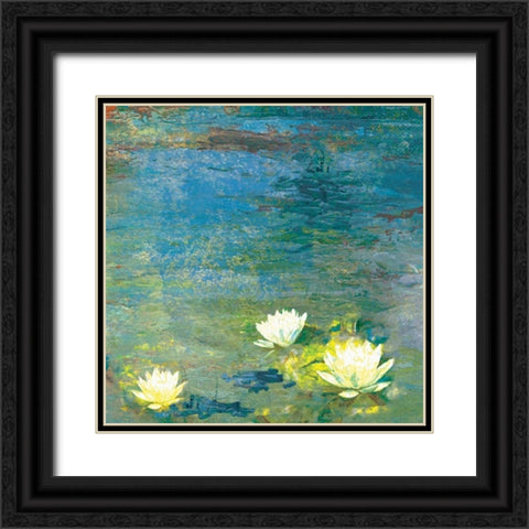 Flowers in the Pond Black Ornate Wood Framed Art Print with Double Matting by PI Studio