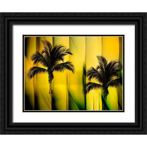 Two Palms Black Ornate Wood Framed Art Print with Double Matting by PI Studio