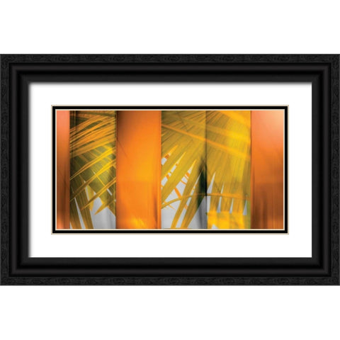 Tangerine and Cream Black Ornate Wood Framed Art Print with Double Matting by PI Studio