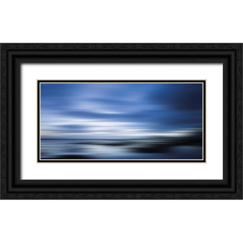 Blue Black Ornate Wood Framed Art Print with Double Matting by PI Studio