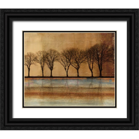 In a Row Black Ornate Wood Framed Art Print with Double Matting by PI Studio