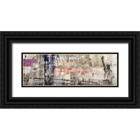 New York Black Ornate Wood Framed Art Print with Double Matting by PI Studio