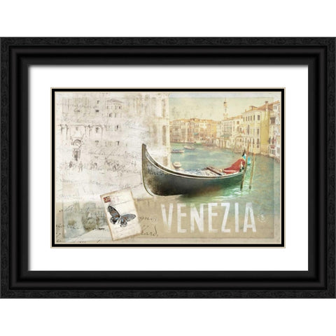 Venezia Butterfly Black Ornate Wood Framed Art Print with Double Matting by PI Studio